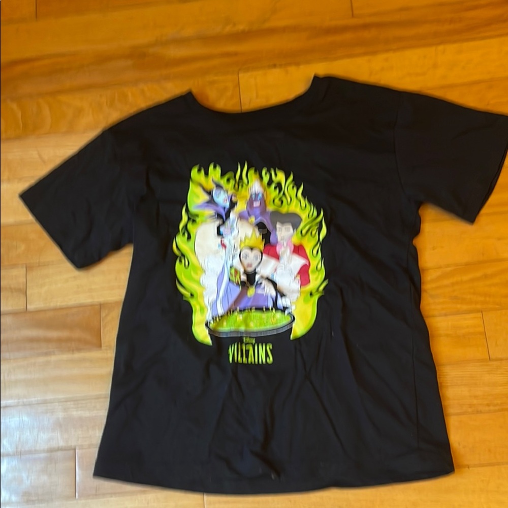Gently used Disney Black and Green Graphic Tee Short Sleeve size M